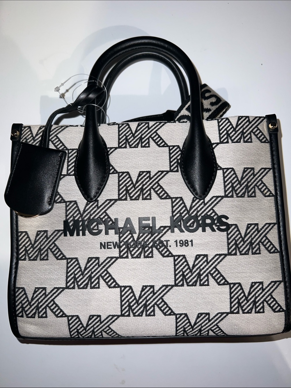 Michael Kors Black & White Logo Jacquard Tote - Picture 2 of 2